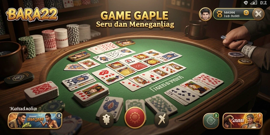 Screenshot utama BARA22 memperlihatkan pemain asyik bermain Gaple.