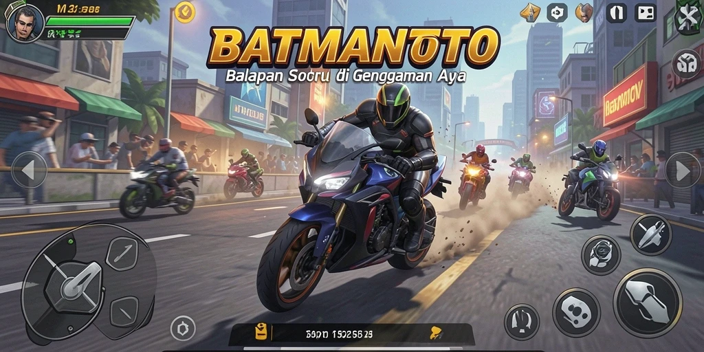 Screenshot BATMANTOTO menampilkan aksi mendebarkan balapan motor.