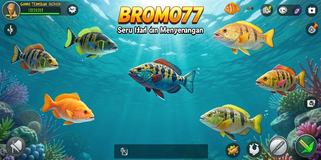 Screenshot gameplay BROMO77 menampilkan aksi seru Tembak Ikan.