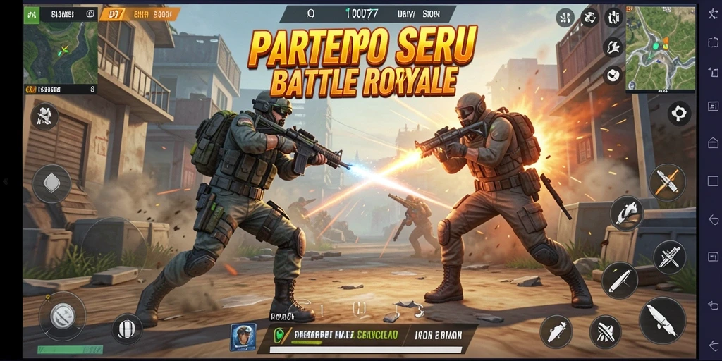 Screenshot dari gameplay Battle Royale C0077 yang seru dan menegangkan.