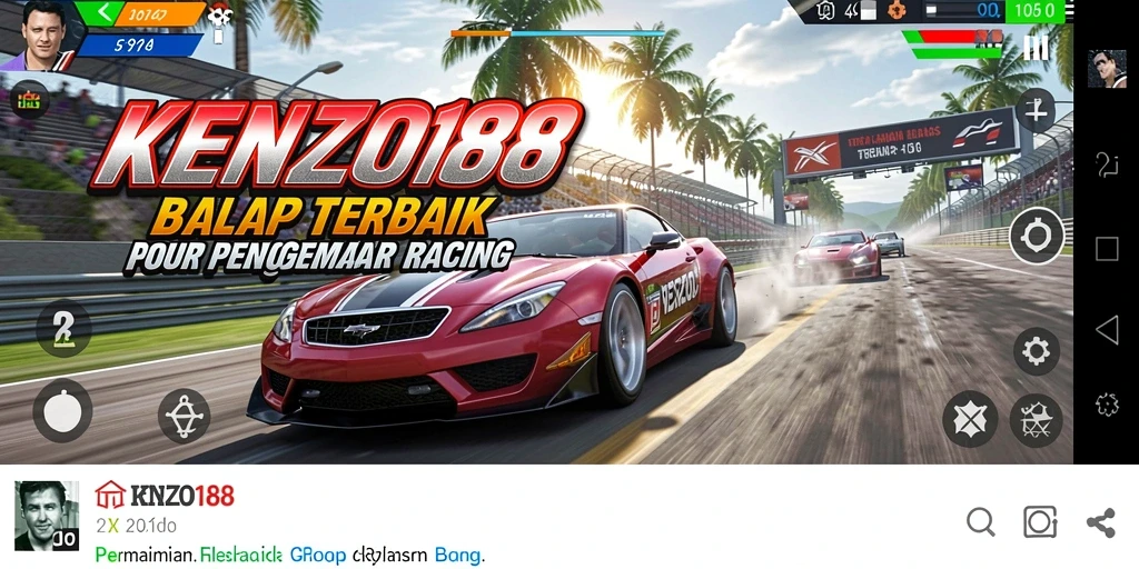 Screenshot menampilkan aksi balap mendebarkan di KENZO188.