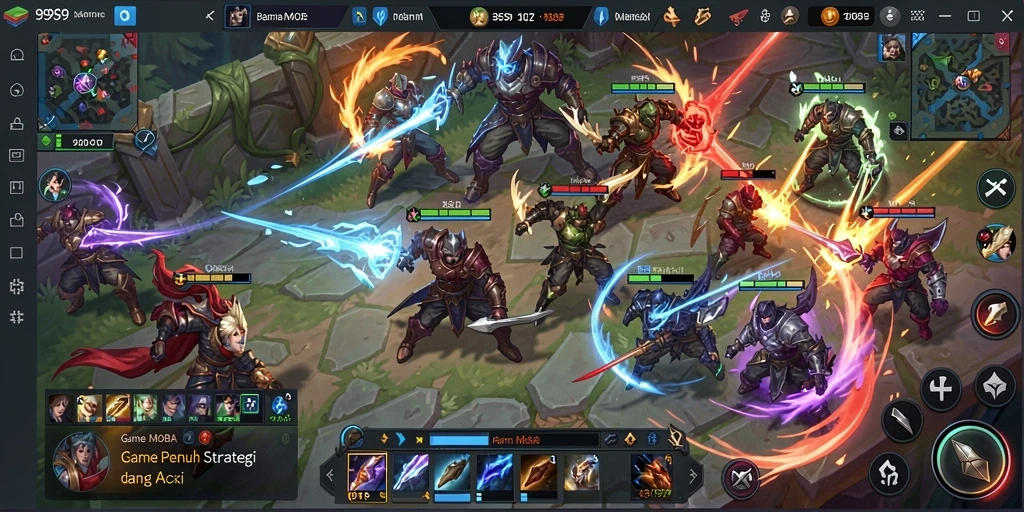 Screenshot dari gameplay menarik S9S9 dengan pertempuran tim.