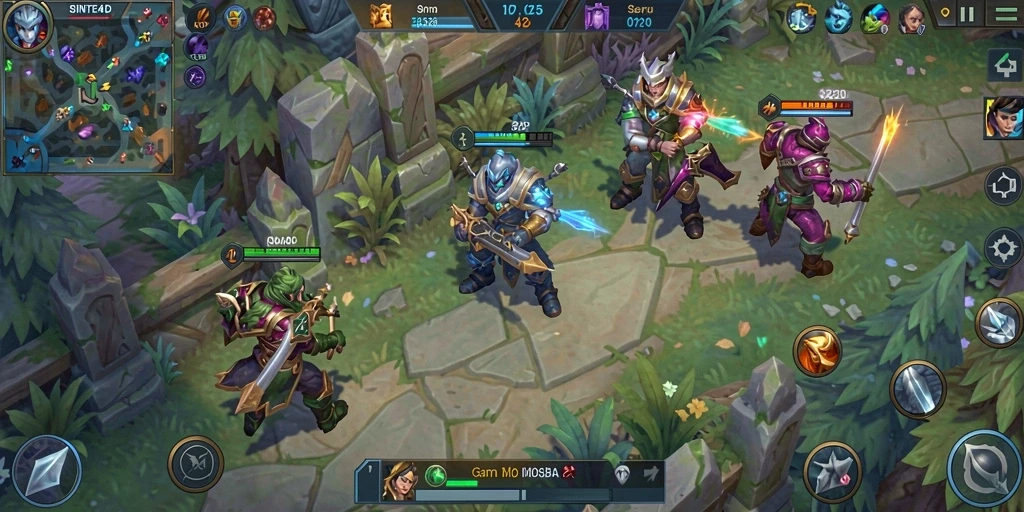 Tangkapan layar SINTE4D dengan aksi intens di arena MOBA.