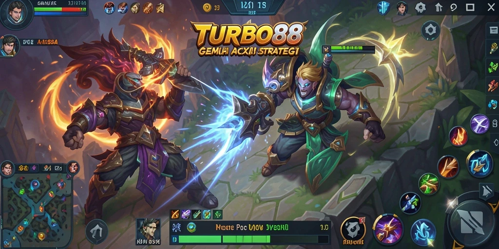 Gambaran gameplay seru dalam TURBO88 yang menampilkan pertarungan antara tim.