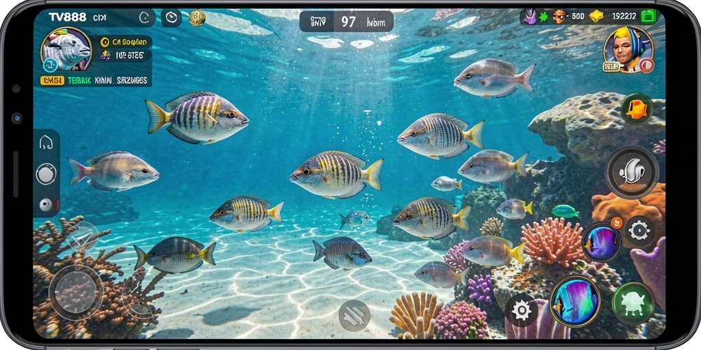 Tampilan seru gameplay Tembak Ikan di TV888.