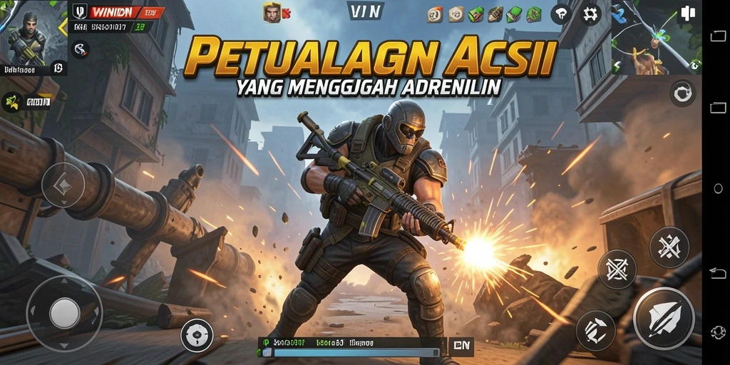 Screenshot gameplay WINIDN menunjukkan aksi pertempuran yang intens dan grafis menarik.