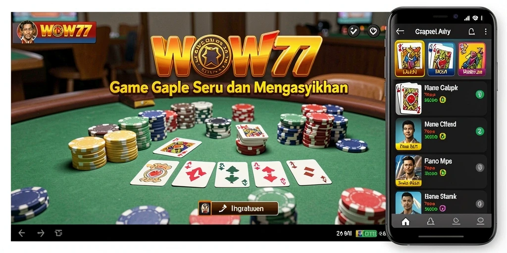 Tampilan gameplay seru dari permainan Gaple WOW77.